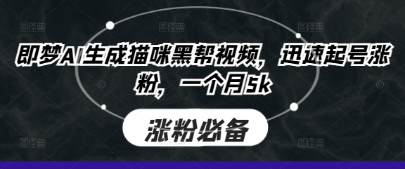 即梦AI生成猫咪黑帮视频,迅速起号涨粉,一个月5k-云创终点站
