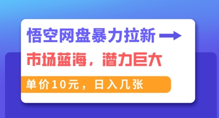 悟空网盘暴力拉新:一单10元,市场空白,日入几张-云创终点站