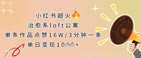小红书超火的治愈系loft公寓,单条作品点赞16W,3分钟一条,单日变现数张-云创终点站