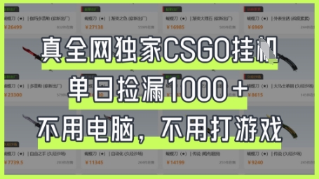 真全网独家CSGO挂G,单日捡漏1k+【揭秘】-云创终点站